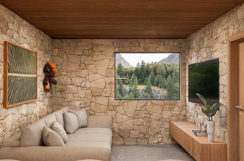 Kit Diamond Chalet interior living view